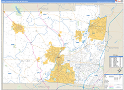 Hamilton-Middletown Metro Area Wall Map Basic Style 2026